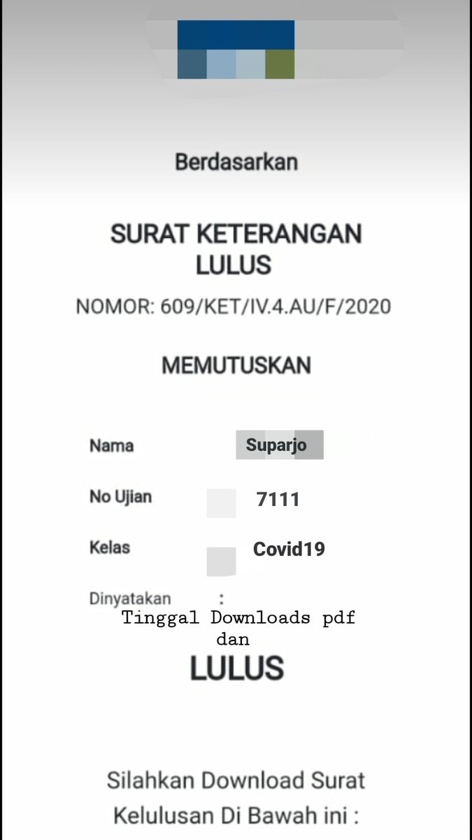rosita4320's tweet photo. Ciee yang lulusnya tinggal download file pdf.
#LulusJalurCorona 
#lulusonline 
#lulus2020 https://t.co/EyfOlllSnP