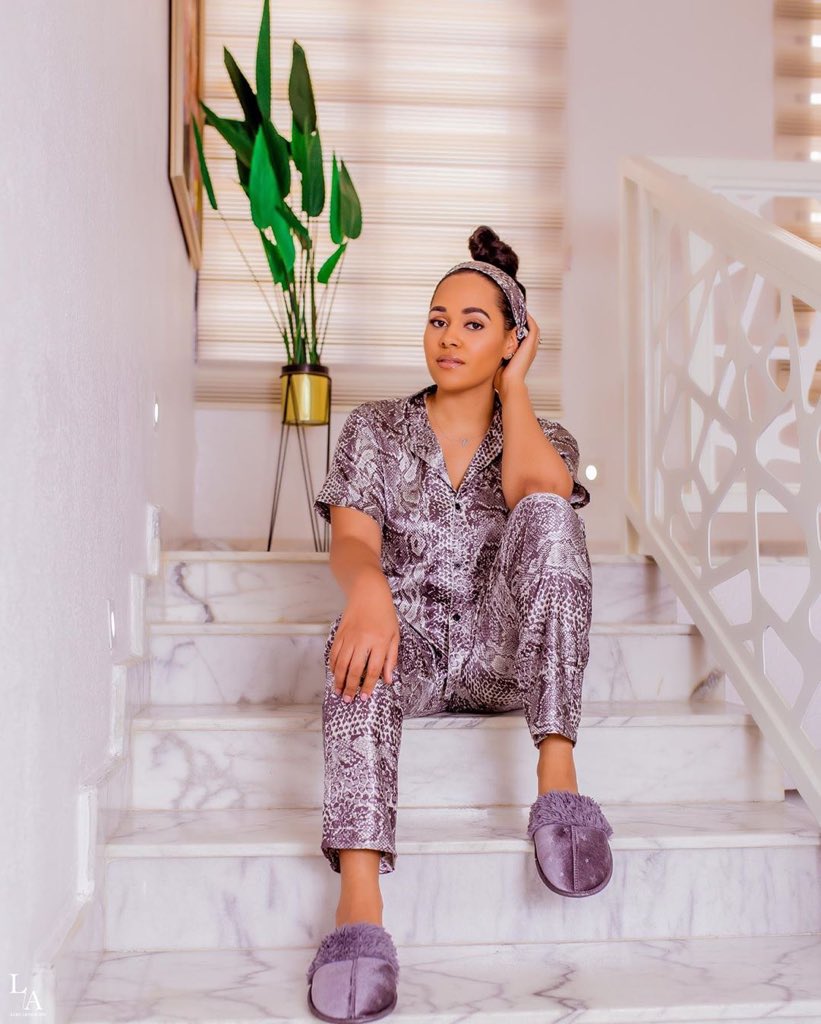 Glaziang's tweet photo. BEST DRESSED| Fashion entrepreneur @TaniaOmotayo showed off a cute purple pyjamas from her collection. See full list at https://t.co/h1hRIflQUi #GlaziaNow #Fashion https://t.co/gcAY1LtEYB