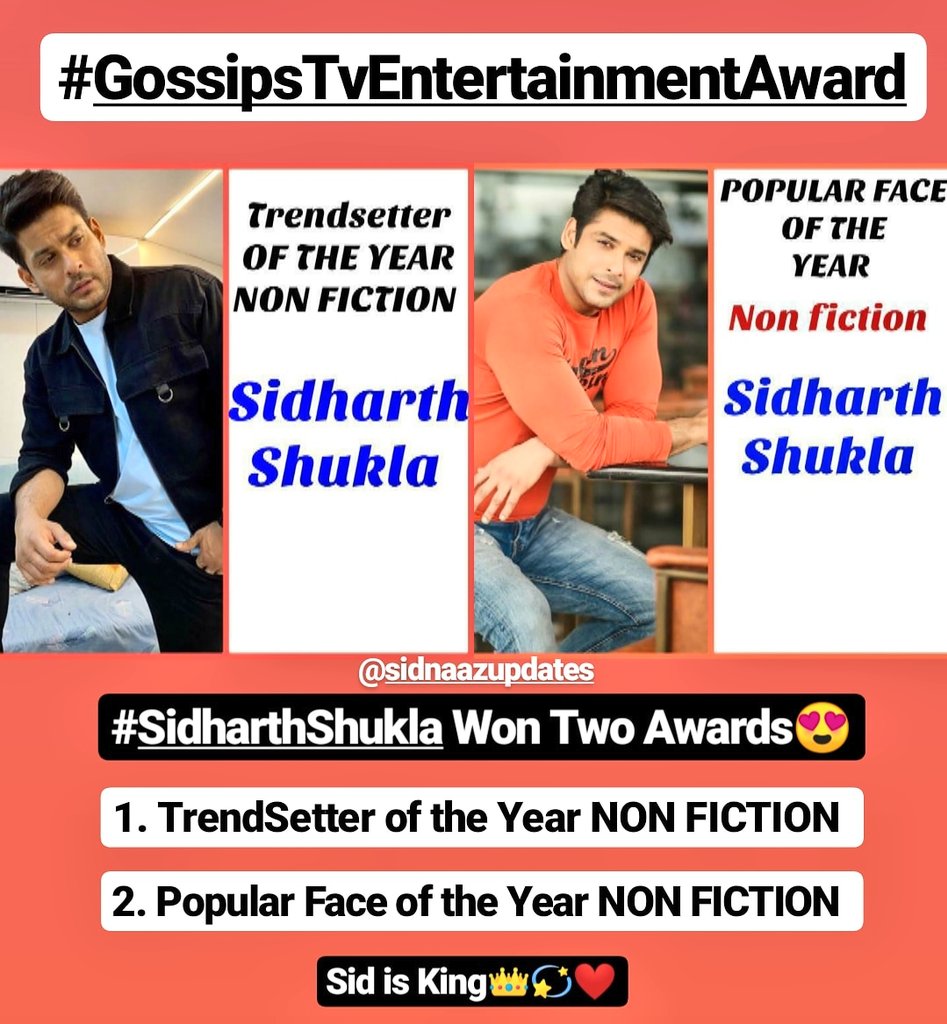 AmanKiLive's tweet photo. #SidharthShukla Won TWO Awards❤️
Congratulations @sidharth_shukla &amp; all the #SidHearts &amp; #SidNaaz Fans 🥰💫 https://t.co/zOpk5b1URL