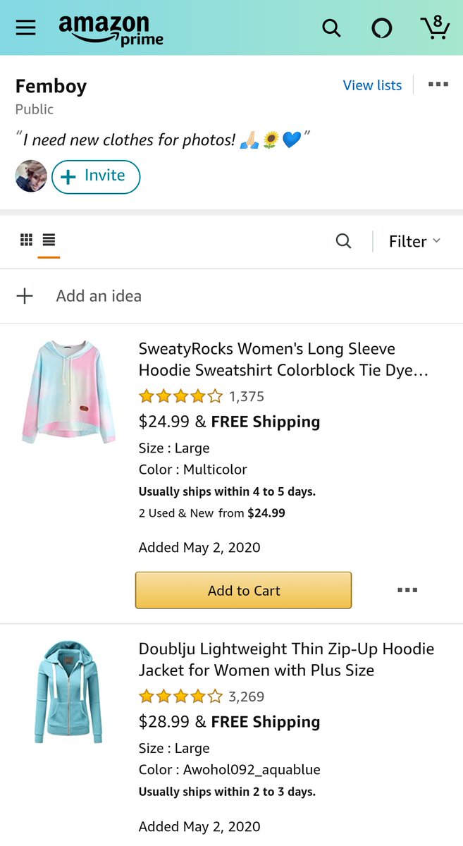 PlutoFlowerBoy's tweet photo. Help me pick out my next outfit 💙This is my Femboy Amazon list, if you contribute PM me so that I know. 
(Anyone who helps will get a free year to my https://t.co/hbWdHzqhZB and exclusive early content) 💙🌻🙏🏻 https://t.co/J79bAfdmas https://t.co/B4YfMlRxxy