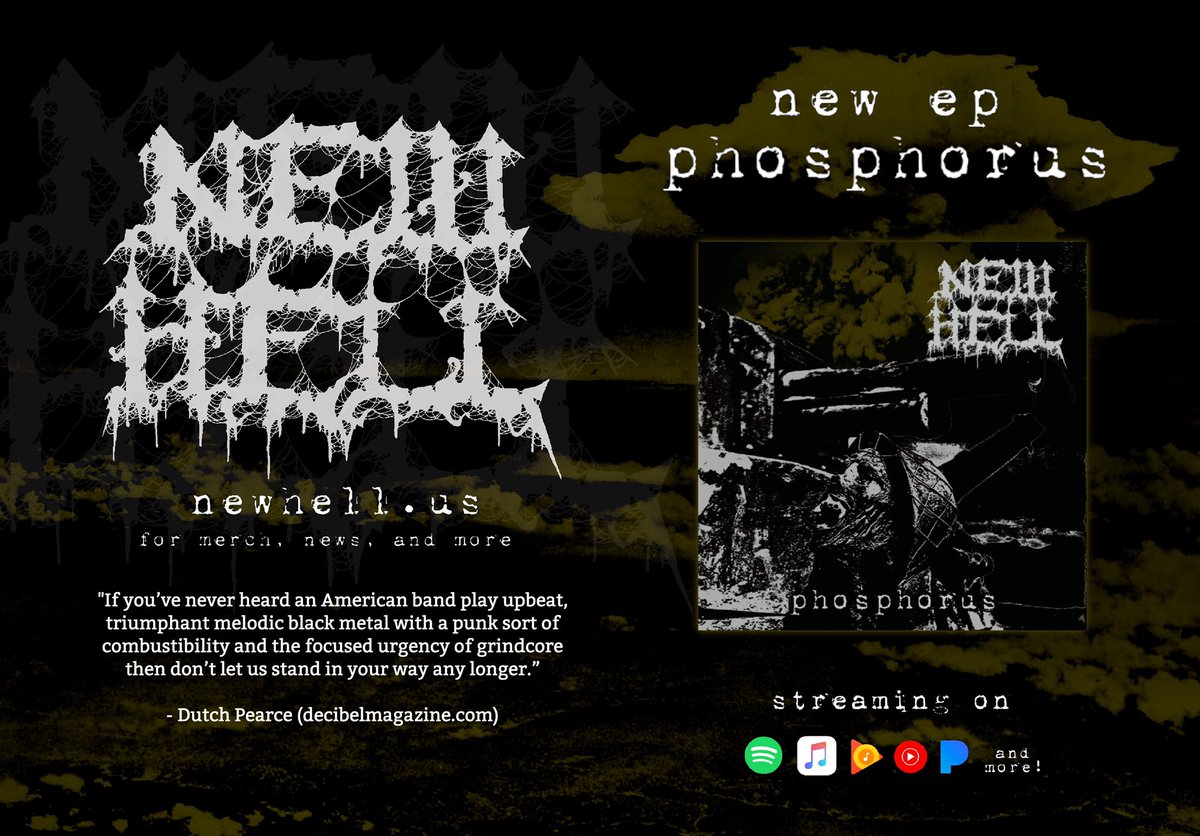 NewHellRI's tweet photo. Our new 5 song EP “Phosphorus” is out now!  You can find it on all streaming services.  Downloads and cassettes are available at https://t.co/Ujit3G1qrh. #newmusic #grindcore #hardcorepunk #blackmetal #deathmetal #hardcore #decibelmagazine @dbmagazine https://t.co/lp9R9YXhak