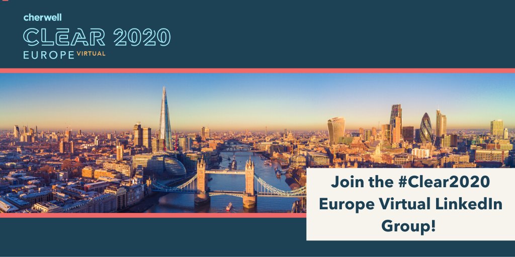UkCherwell's tweet photo. For our conference attendees, we've created a virtual space for you to network in ahead of #Clear2020 Europe Virtual on May 12.  Pop on your networking cap and start a conversation on our #LinkedIn group. 👉https://t.co/QbVowIwhaV. #ClearConference https://t.co/kw9uHzQbKT