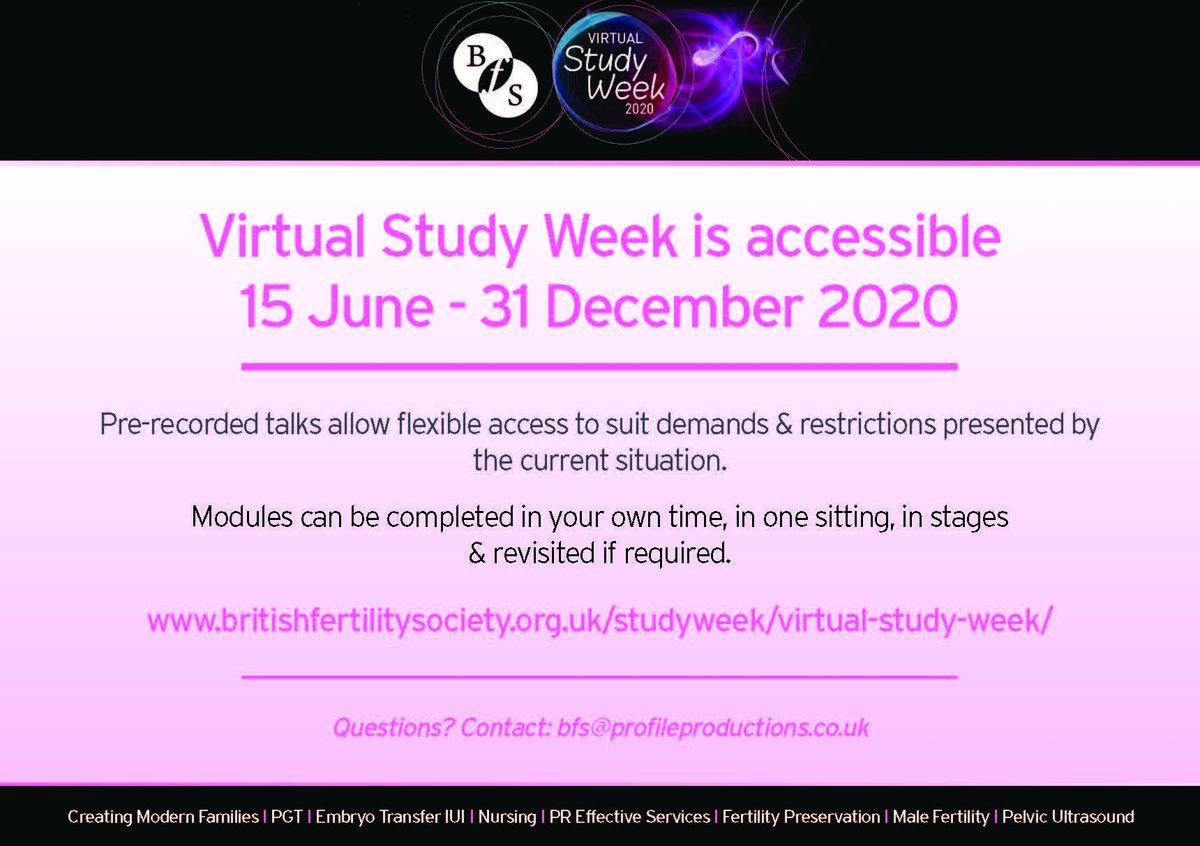 BritFertSoc's tweet photo. Continuing to provide excellent virtual #ProfessionalDevelopment at #BFSStudyWeek. Secure your place on one of 8 specialised modules https://t.co/BxKNNe4AN9
@metwally01 @malefertdoc @RcnFertility @BioNewsUK @boivincardiff @LouisaGhevaert @FertilityNUK @BICAuk @RCObsGyn @theRCN https://t.co/8IUq47cJ2B