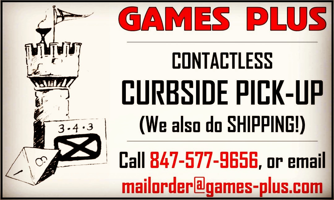 Gamesplus8's tweet photo. Games Plus has #curbsideservice for the following hours...
10a to 5p MON to SAT.
10a to 2p SUN.
Call or email if you have questions or want to place a order. 
We are CLOSED for in-store shopping.
Thanks!
#games #flgs #hobby #miniatures #rpgs #LOCKDOWN2020 https://t.co/wUS7PSu5A3