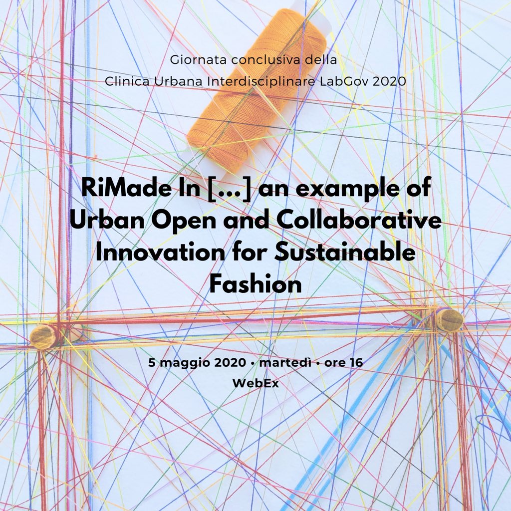 LabGov's tweet photo. ๐5 maggio 2020 ore 16 si conclude il percorso #Luiss #LabGov della Clinica Urbana... mentre inizia ufficialmente lโavventura dellโidea progettuale dei Labgovers #2020 su #modasostenibile #sustainablefashion
Tanti ospiti di livello che vi sveliamo a breve #StayTuned https://t.co/Uuh4gTGg6E