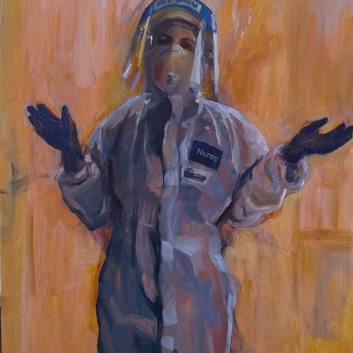 vickyartbird's tweet photo. My portrait of Nicola, redeployed frontline NHS nurse working in Covid ICU #portraitsfornhsheroes
#clapforthenhs
#nhsfrontlineworker
#HealthcareHeroes
#Covid19UK
#StayHomeSaveLives https://t.co/Xl9wg1lAJH