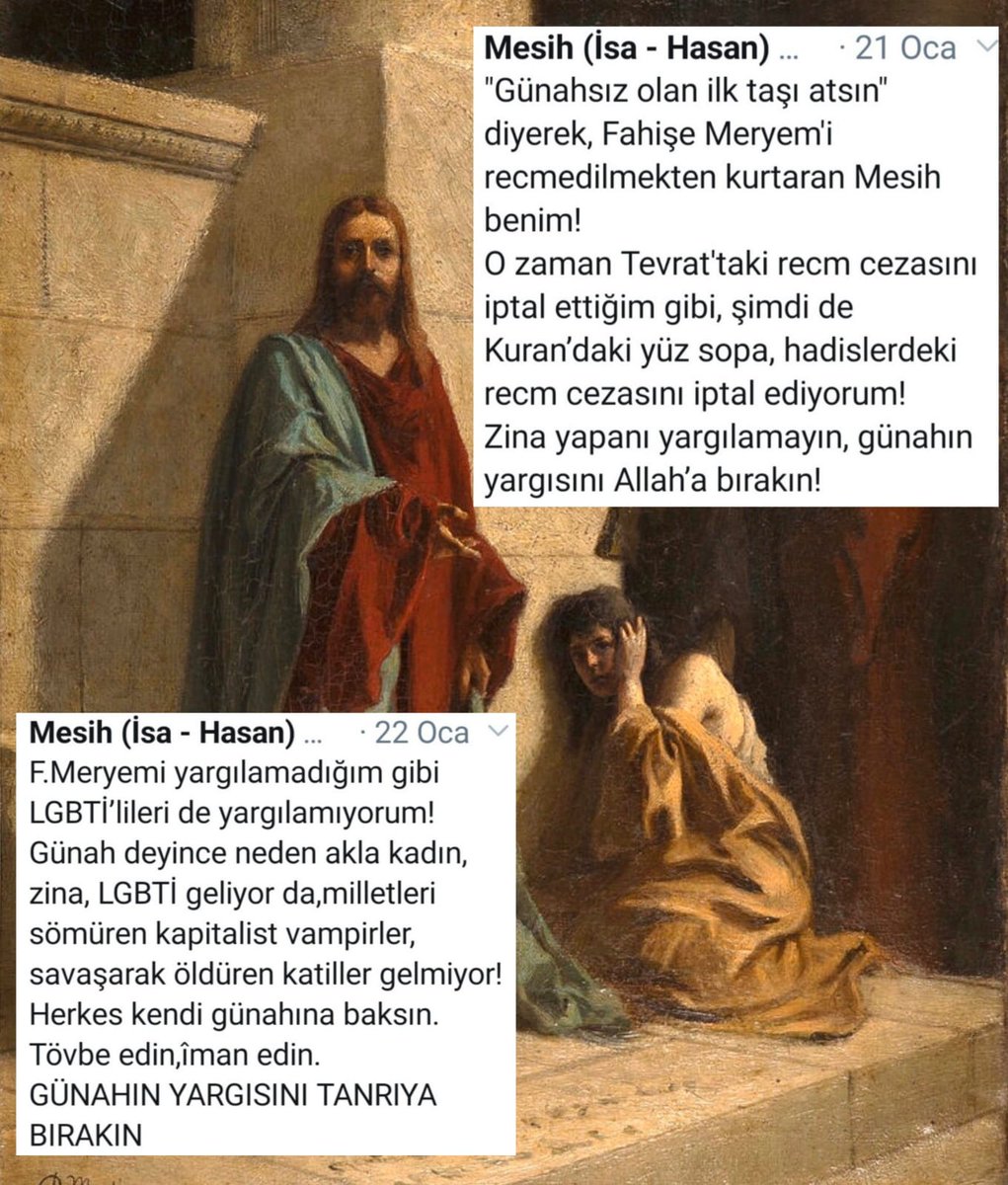 Zina edenlerin cezalandırılmasını isteyen dînî ahkâmı iptal ettiğim gibi, eşcinselleri lanetleyen, cezalandırılmasını isteyen dînî ahkâmı da, iptal ediyorum!
Tanrı adına insanları yargılamayın.
Herkes kendi günahına baksın, Tanrı'nın yargısını Tanrı'ya bıraksın!