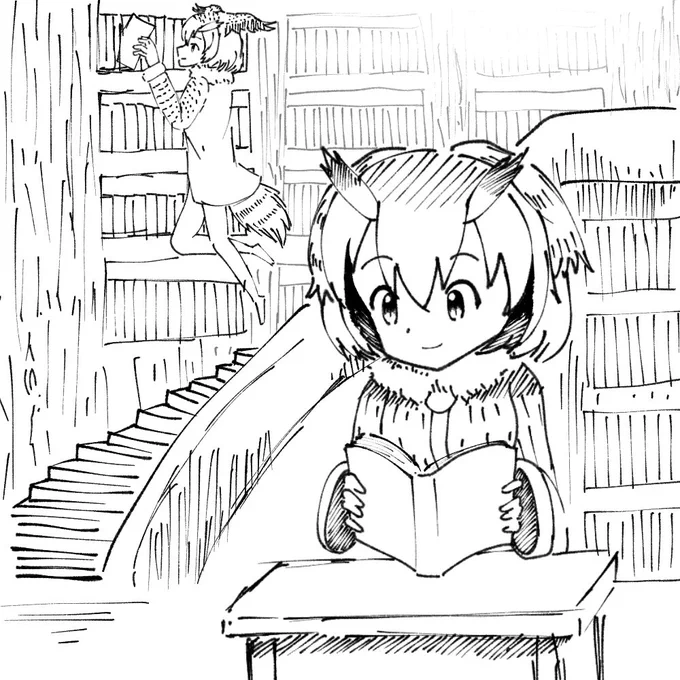 としょかんコンビ
#けもフレ
#けものフレンズ
#コノハ博士
#ミミちゃん助手 