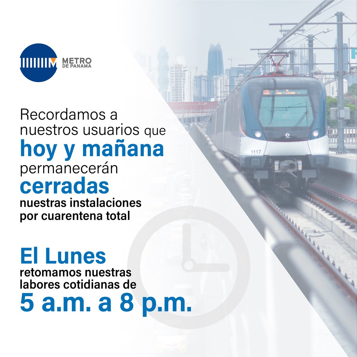 elmetrodepanama's tweet photo. ¡El lunes nos volveremos a ver!
Estos días #QuedateEnCasa
#cuidándotenoscuidamostodos #cuarentena https://t.co/ZuusZbwlcf
