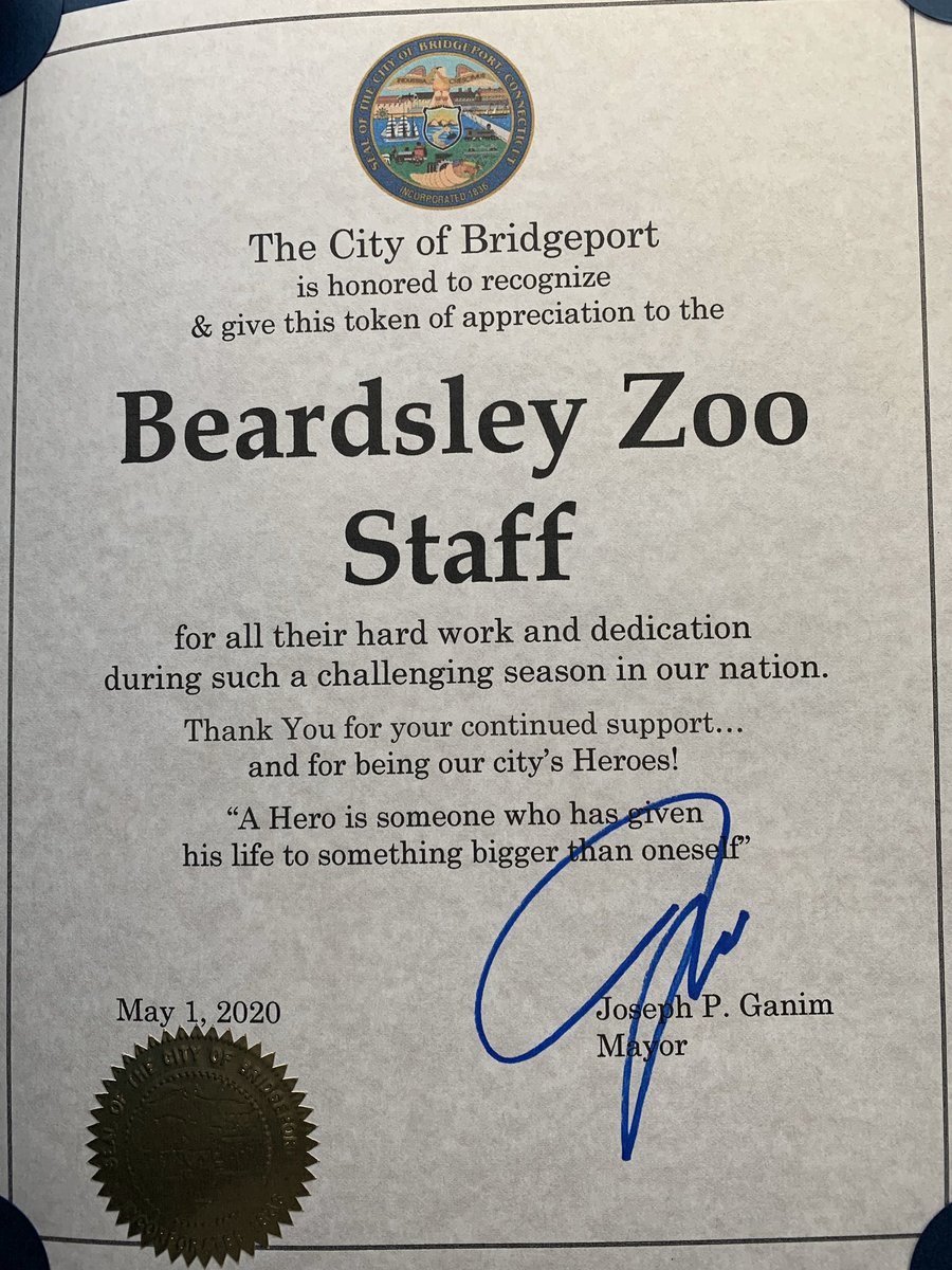 Thank you <a href="/CityofBptCT/">City of Bridgeport</a> and <a href="/joeganim/">joeganim</a> for recognizing the essential workers at the Zoo. #gratitude #EssentialWorkers