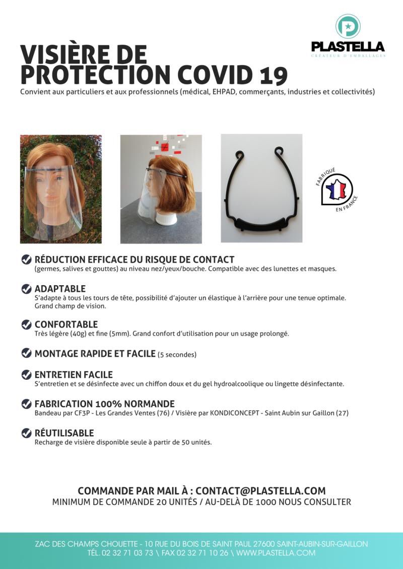AmandaCrozet's tweet photo. Pensez prévention! Commandez des visières de protection, made in France, disponible sous 72H à compter du 4 mai. Pour plus de détails contactez contact@plastella.com
#coronavirus #visiére #covid19 #normandie #plastella https://t.co/QGbKPuOIUA