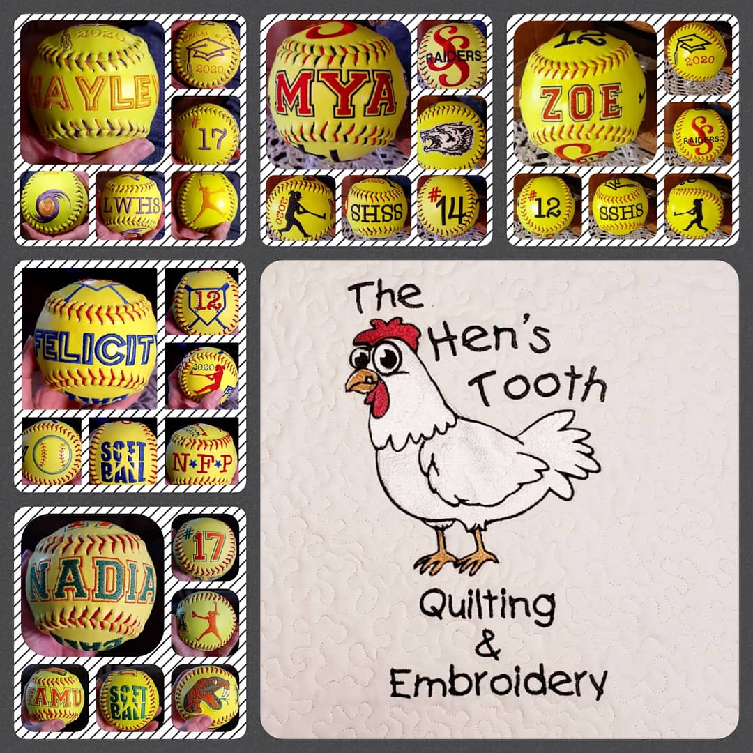 ELAINEDUVAL's tweet photo. CELEBRATING CLASS OF 2020 #thehenstoothquiltingandembroidery #embroideredsoftballs #senoirs2020 #2020graduate🎓  #foxnewstampabay https://t.co/rmpb4RZBNW