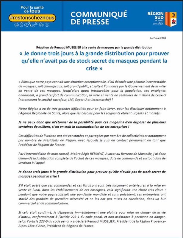 DrJeromeMarty's tweet photo. Nous y sommes, merci @RenaudMuselier 
#masques #COVID__19 #Carrefour https://t.co/xTWUJGt94Y