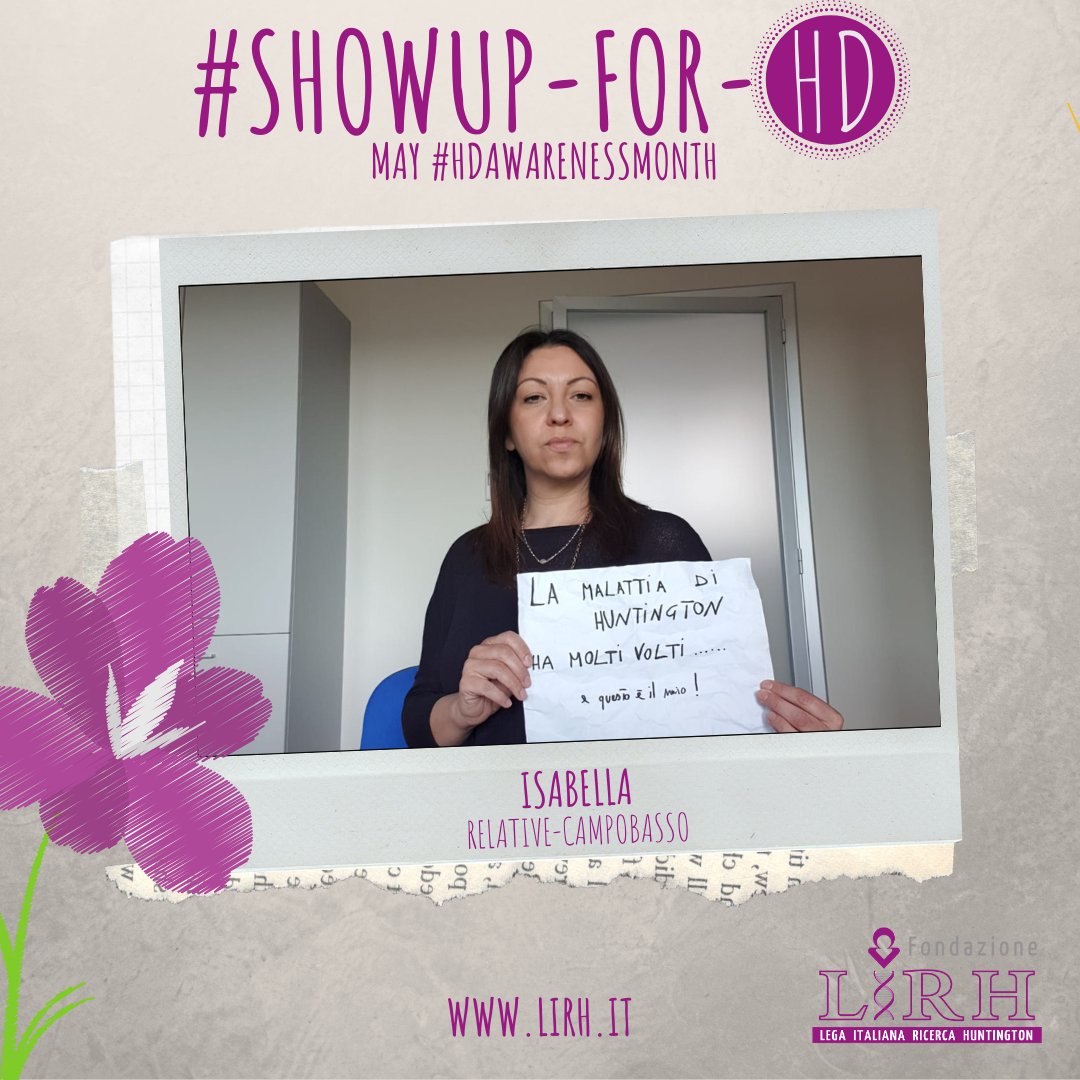 LirhOnlus's tweet photo. May 2nd #HDawarenessmonth
2/31: Isabella, relative ✨
💜 "Rare, but not invisible"
#ShowUpforHD 👉https://t.co/Mh8ENQ7cmf
#CureHD #ResearchHD #HDawareness #LIRH #huntingtondisease https://t.co/9KughVgCN5