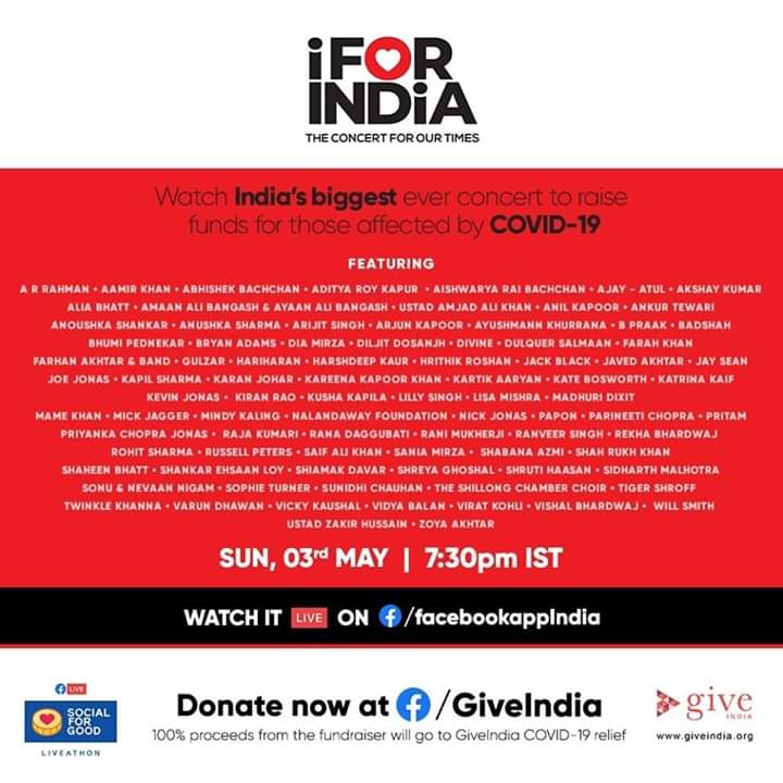 Nriabroad's tweet photo. For the first time ever, the Indian entertainment industry and friends of the industry are coming together to organize the biggest home-to-home concert.

https://t.co/JoxP4Lg5pY

Donate now at https://t.co/YreRaR96vc

#IforIndia #SocialForGood #giveindia https://t.co/C9NXFTGQsQ