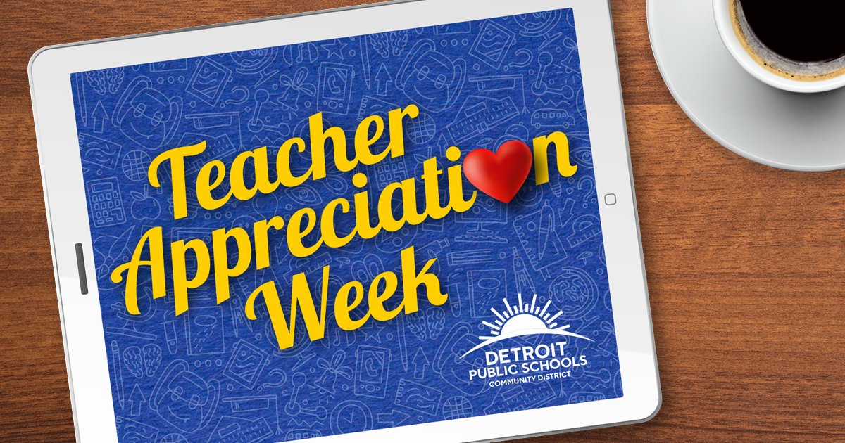 Detroitk12's tweet photo. DPSCD is celebrating educators the entire month of May! Share with us a current teacher, principal or staff member who has inspired you by filling out this survey, and @Detroitk12 will give them a shout out!  https://t.co/vhXK0D0rTu https://t.co/MI4EBY2rec