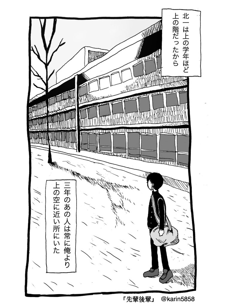 お題「先輩後輩」たまに下の階に居る姿を見ると、とても不思議な気持ちになった。
 #影及ワンドロワンライ0502 