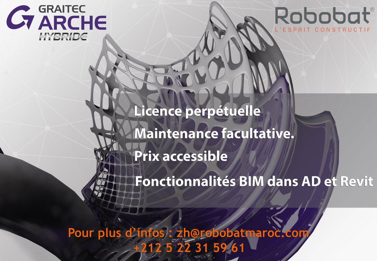Robobat_Maroc's tweet photo. #Solutions #CAO #BIM #ROBOBAT #GRAITEC
#ARCHE est la Solution #BIM de calcul de descente de charges de bâtiment béton armé et production automatique de plans de ferraillage de GRAITEC France
Pour plus d'infos : zh@robobatmaroc.com
Appelez au : +212 5 22 31 59 61.
#STAYSAFE https://t.co/vaweMc1PIl
