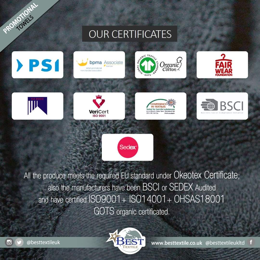 Our Certificates 
besttextile.co.uk
#besttextileuk #unitedkingdom #liverpool #promotion #textiles #bathrobes #towels #quality #hotel #hoteltextiles #luxurious #london #england #hometextile #promotionaltextiles #bedsets #sedex #iso9001 #oekoteks #organictextile #gots #bsci