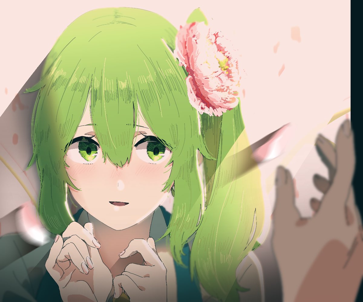 daiyousei green hair green eyes wings flower side ponytail hair flower hair ornament  illustration images