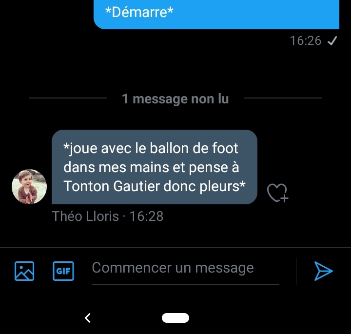 ArianeBlackRP's tweet photo. Trop mignon ce Théo a pensé à son oncle mais bon mes pensées sont en train de divaguer à cause de ça

📲 @LlorisNumber2 : Tu manques déjà à plusieurs personnes bro https://t.co/3RtWPiHlUS