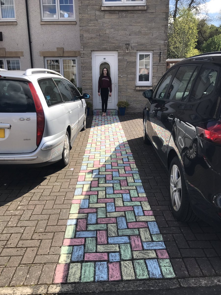 annekaneuk's tweet photo. Today’s joint art project with my daughter Katie! 🤩🌈 #rainbowpath #StayHomeSaveLives #pathtosafety https://t.co/NNFrgP136E