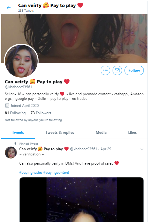 Update!  #OnBlast Scammer ran again from @kaybabeee93561 to @kbabeee93561 to escape the continued bad publicity!Please  #RT &  #REPORT for Suspension-Evasion!Reminder, all her media before Mar 22 is ILLEGAL/underage!GET THIS CP-SPREADING TRASH OUT OF THE COMMUNITY!