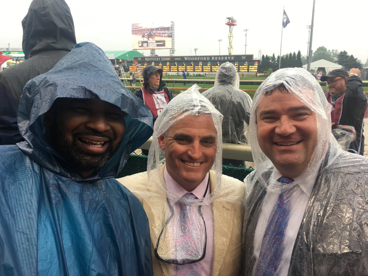 BLacefield's tweet photo. @josephsisk1 2018 & 2019
Same seats, same weather, same friends!
Warren & @josephsisk1 putting on airs with new ponchos.......Iโm rocking the same one Derby after Derby!
Where is @RyanQuarlesKY ???
#WetDerby
#VirtualDerby
#Derby
#SaturdayMorning
#WhipSpur
#Hitthechirp
#Friends https://t.co/oPKukuW4BL