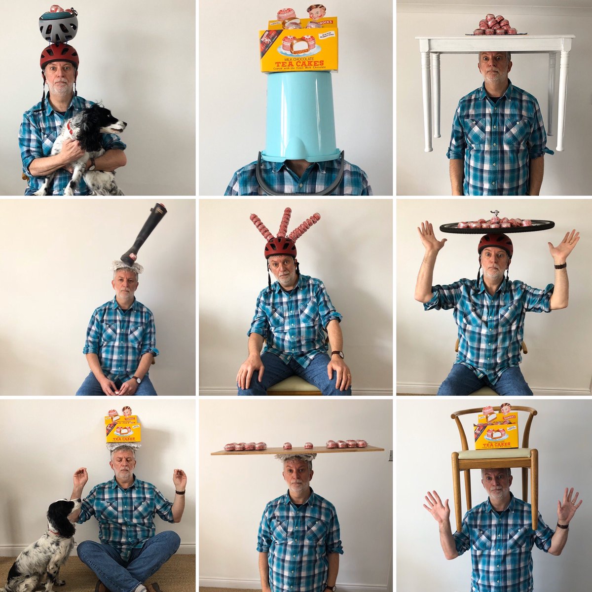 Rob_Trimble's tweet image. Today I put 26 @tunnocksuk teacakes on my head in 26 different ways as part of #2point6challenge raising vital funds for @Bromley_by_Bow to support isolated people at this difficult time. Huge THANKS to everyone who’s generously donated. It’s not too late: bit.ly/Bromley26