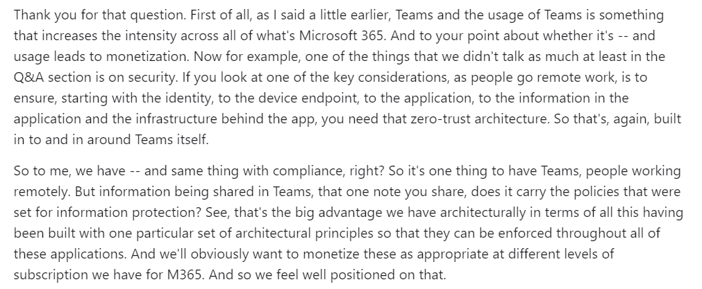 2/n  $MSFT"As COVID-19 impacts every aspect of our work and life, we have seen 2 years' worth of digital transformation in 2 months." ~Satya NadellaSecurity + Privacy + Compliance: Trustworthy institutions can differentiate+ Monetisation. (World's largest Hedge Fund: customer)