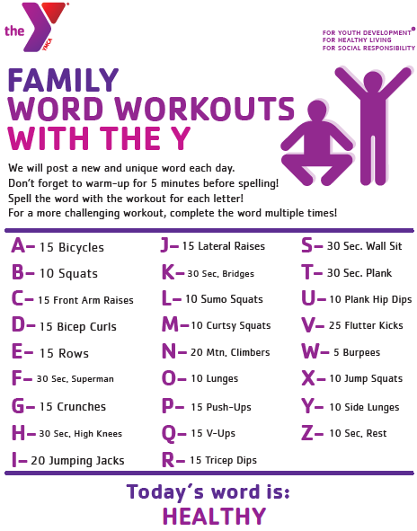 Ymca Of Delaware Here Is Today S Family Word Workout What S Your Inspirational Workout Word Leave Your Suggestions In The Comment Section And Look For Those Workouts In The Future T Co 6v9glo4ug2