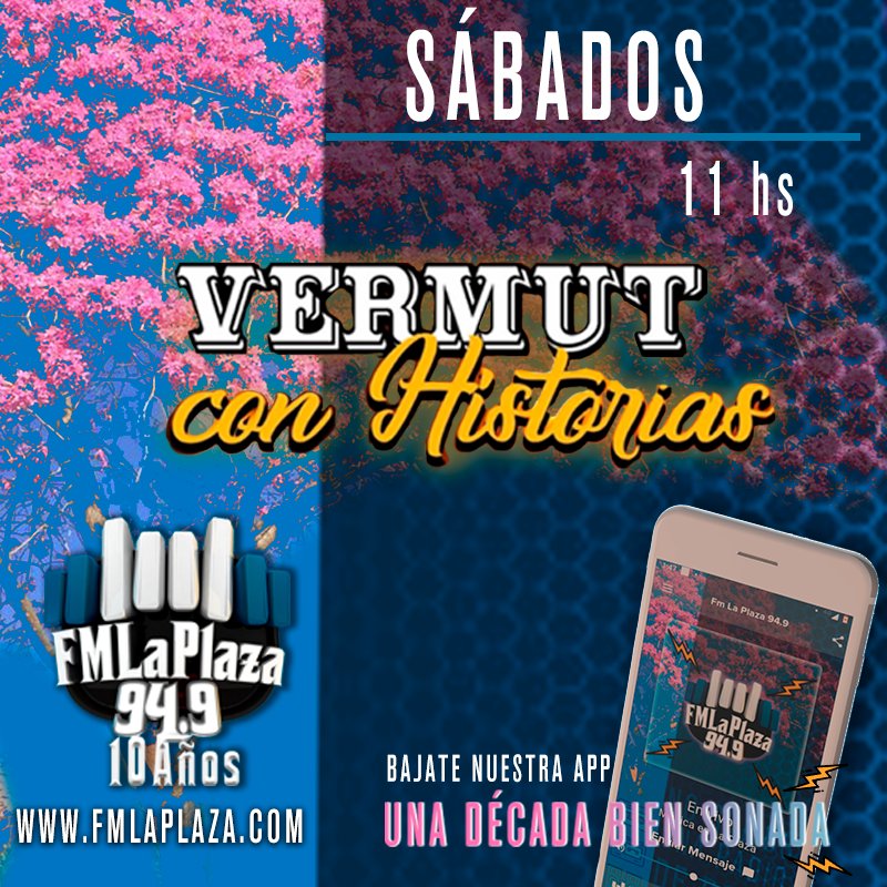 FmLaPlaza949's tweet image. #NuevoAire #ESTRE Nuevo programa en la mañana de sábado. ▶️▶️"Vermut con Historias"◀️◀️
🍎Manzana Argañaraz y un equipo de notables en una charla de café y algo más.
Descubrilos cada sábado en La Plaza y sorpréndete.