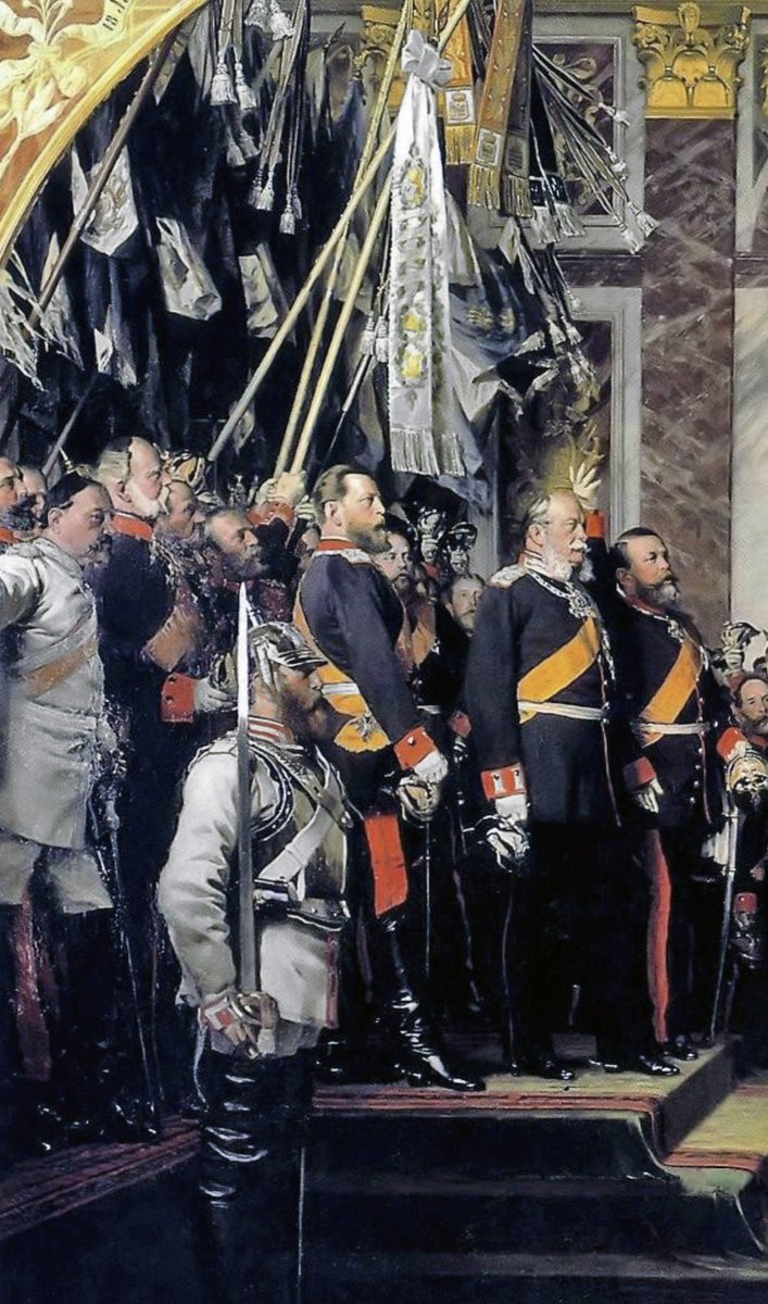 Männerjubel! Waffenklirren! Fürstenpracht! Tatsächlich tat Bismarck viel, um den zögerlichen dt. Fürsten plausibel zu machen, dass das Deutsche Kaiserreich ein Fürstenbund sei. Der Bundesrat sollte das garantieren, der (ziemlich demokratisch gewählte) Reichstag eingehegt sein.3/