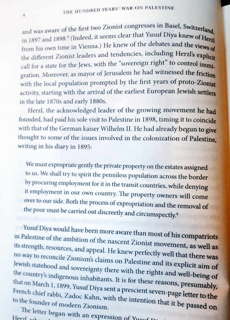 [Yusuf Diya] "knew perfectly well that there was no way to reconcile Zionism's claims on palestine and its explicit aim of Jewish statehood and sovereignty there with the rights and well-being of the country's indigenous inhabitants"