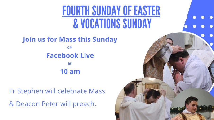 OLA_Gateacre's tweet photo. #Deacon Peter Murphy, who has been on #placement with us since the end of March, and hopes to be ordained to the #Priesthood, will be #preaching tomorrow for #Vocations #Sunday. 
Join us for Mass on FB Live: https://t.co/ZWWswuA3hT tomorrow at 10am.  
#catholic #christian #church https://t.co/bLtARk3OQC