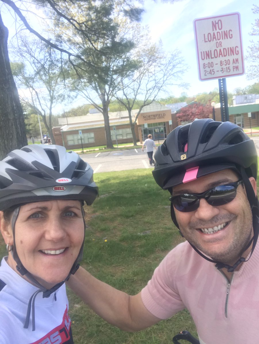 hcpss_nes's tweet photo. Mrs. Lopez went on a bike ride today and made her husband go by Northfield! Saw some families as we rode through the Dorsey area! If you saw a crazy person waving as she went by it was her. Can you tell how much we miss you? Have a great weekend. #NEStogether https://t.co/HXgbAQwfCb