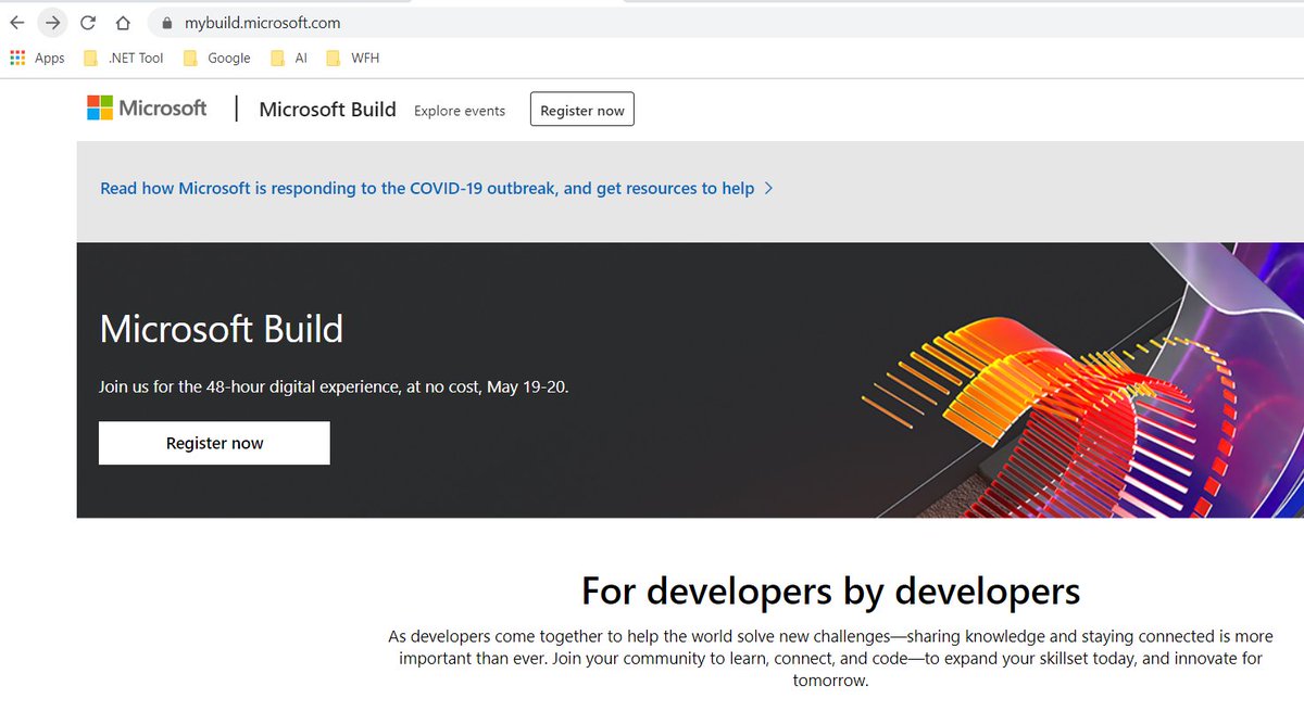 msanthakumara's tweet photo. Microsoft Build 2020 Digital Event (Virtual) on May 19th -20th 2020 at 8:00 AM PDT. you can register the #MSBuild #event for everyone now
https://t.co/tGBsiE8lfP
#MSLearn #aiforall #dotnet, #azure #san2debug #mvpbuzz https://t.co/zL0l34X1ap