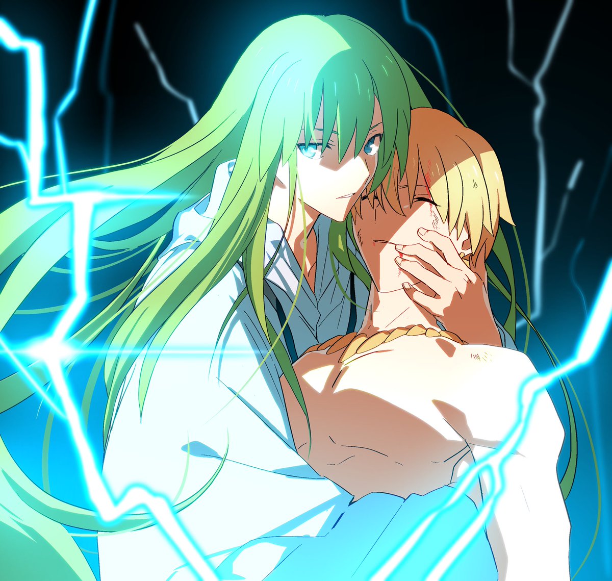 エルキドゥ(Fate) ,ギルガメッシュ(Fate) 「ギルが傷ついてガチ怒のエルギル 」|ちえのイラスト