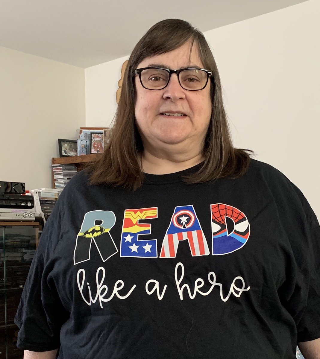 congerjan's tweet photo. @PSLA_News I got this shirt because of our conference theme. #librarychic #psla #BetterTogether Missing all my favorite #superhero librarians! https://t.co/ATyPY2Vjne