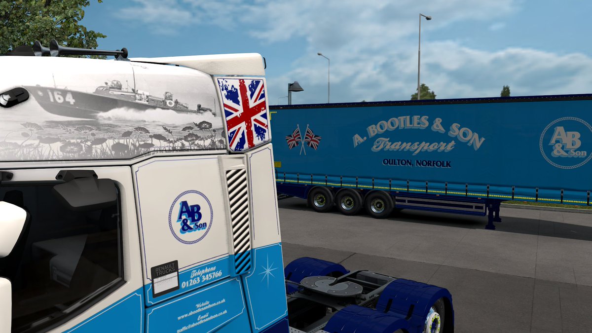 ABSTransport's tweet photo. Please dont forget to vote for “Spook” Sunday on 3 May! She has a custom paint job in commemoration of Royal Air Force Marine Branch, which operated Search &amp; Rescue boats from 1918 -1986. https://t.co/RJnqr2A4yG  @SCSsoftware @RenaultTrucksCo #TWC2020 #RenaultTrucks https://t.co/b18JxjrJSR