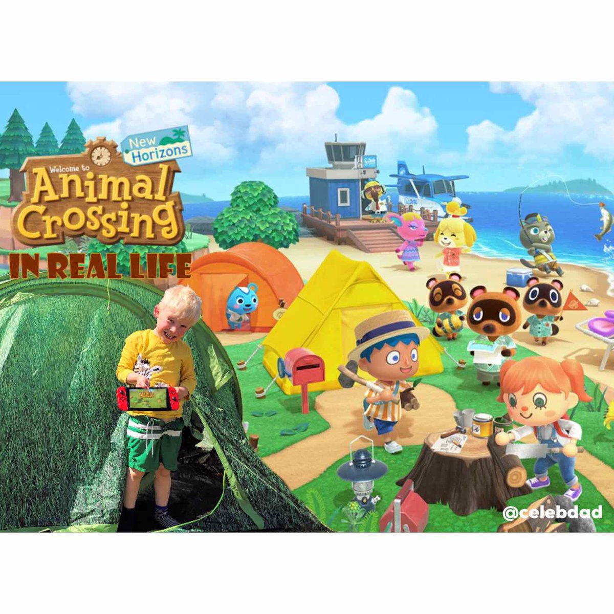 AbsoluteDadness's tweet photo. My son and I love playing animal crossing together and whilst stuck in lockdown he came up with the brilliant idea of recreating it in real life! So we did! My son is only 4 and said he hopes people all over the world see the pics. Can we make that happen?!? #animalcrossing https://t.co/k1G4NiE7jl