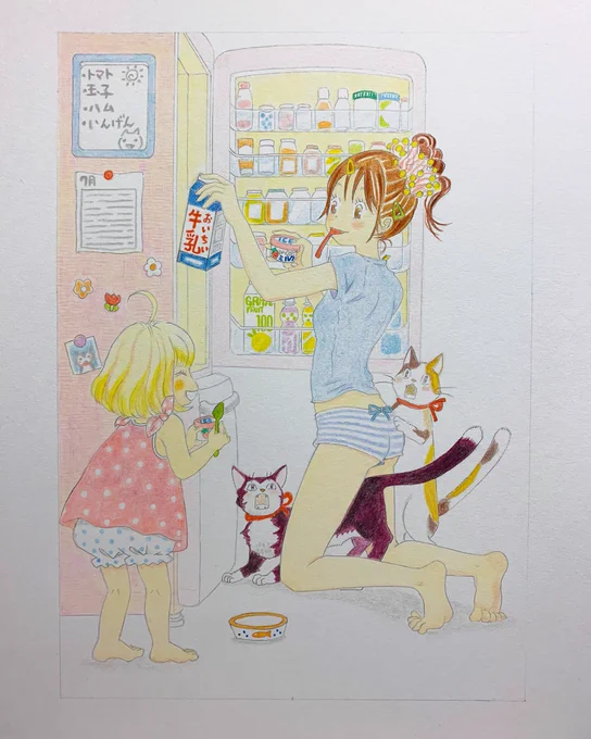 3月のライオン 描いてみた 川本ひなた もも #3月のライオン #羽海野チカ #アナログイラスト #色鉛筆 #8時間