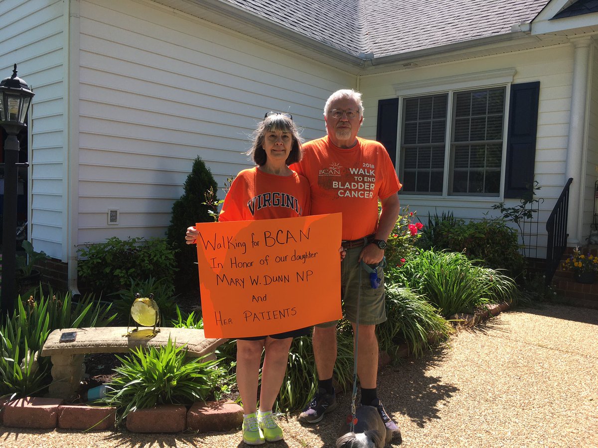 My parents don’t have social media, so they wanted me to share their picture from their #WalkBCANNCT stroll this morning from Glen Allen, VA. Thx, Mom, Dad, and Jade! 🧡 #bladdercancer #BladderCancerAwarenessMonth