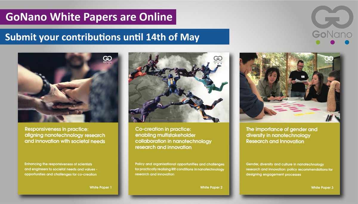 There's only 3 days left to submit your contributions. ✍
Have your say on the three white papers providing insight into the different aspects of co-creation and responsiveness in #nanotechnology
https://t.co/gxGsIcpeCX