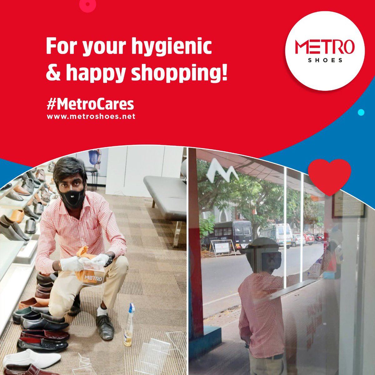 metroshoes's tweet photo. We took this time to be extra stylish and extra hygienic!♥️ #MetroCares #Clean #Safe #hygienic #SocialDistancing #SelfIsolation #YourSaferyIsOurPriority #WashYourHands #Sanitazation #StaySafe #shoesoff #ShopSafe #CleanStores #Goa #faceMask #HandGloves #disinfectant https://t.co/c1KqxzPTU4