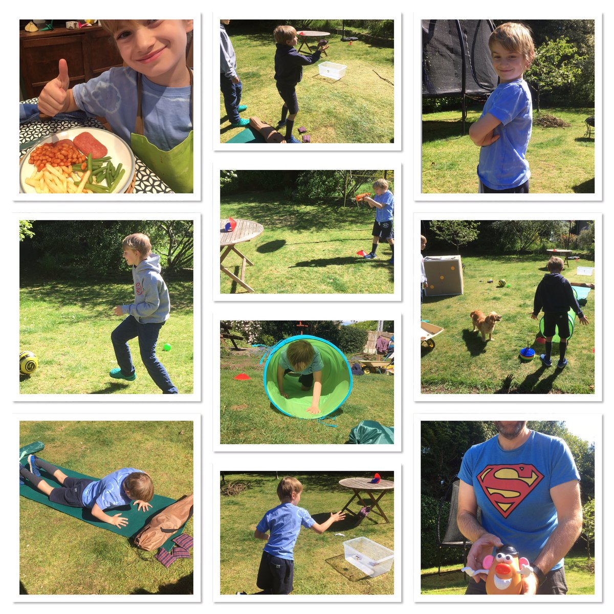 WelshSnowdrop's tweet photo. @ChesterScouts @CheshireScouts after a lunch of Spam &amp; chips, we had fun completing Aled’s obstacle course which included press ups, nerf shooting, keepy uppies and mr potato head (Aled beat us hands down). #VirtualCuBe2020 https://t.co/NP43ywSZj4
