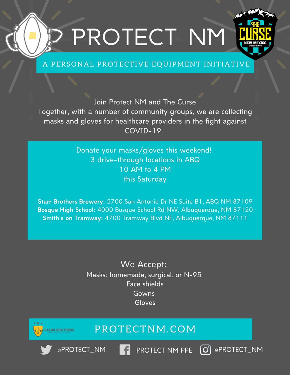 DONATE TODAY:

Protect New Mexico is accepting donations of Personal Protective Equipment (PPE).