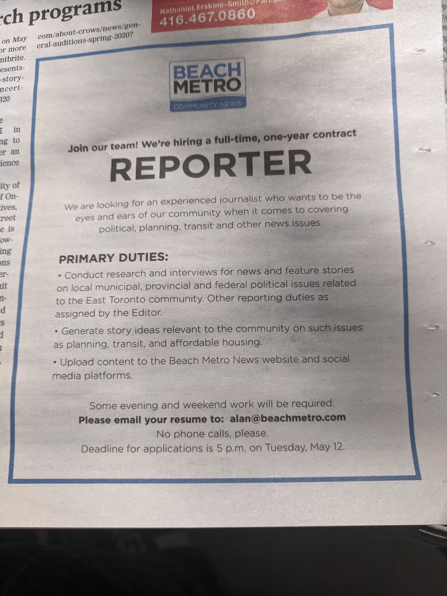 Love local news? <a href="/BeachMetroNews/">Beach Metro News</a> is hiring a reporter. Check it out <a href="/centennialjourn/">CentennialJournalism</a> #journojobs