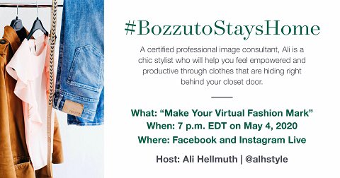 RooseveltTowers's tweet photo. Look good, feel good – even while working from home. On Monday, May 4 at 7:00pm EST, we’ll dive into how to make your virtual fashion mark with Ali HellmutTune into Instagram and Facebook live to learn more👔👗👜 #fashionstyle #bozzutostayshome #roosevelttowers #lookgoodfeelgood https://t.co/q0L8HBmGUT