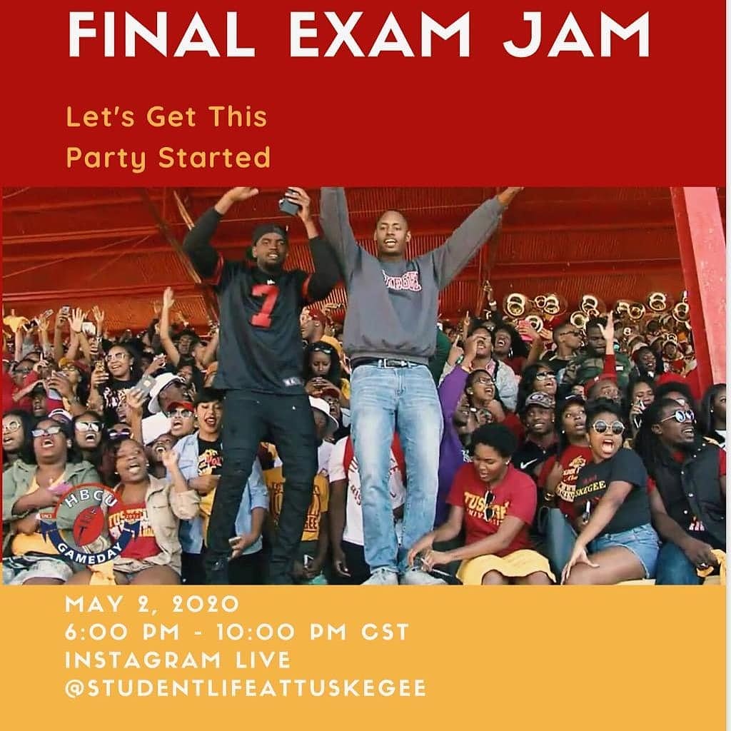 TuskegeeUniv's tweet photo. #ExamJam @StuLifeatTU @TuskegeeUnivSGA @turoyalcourt #tu20 https://t.co/YmcjqTTd70